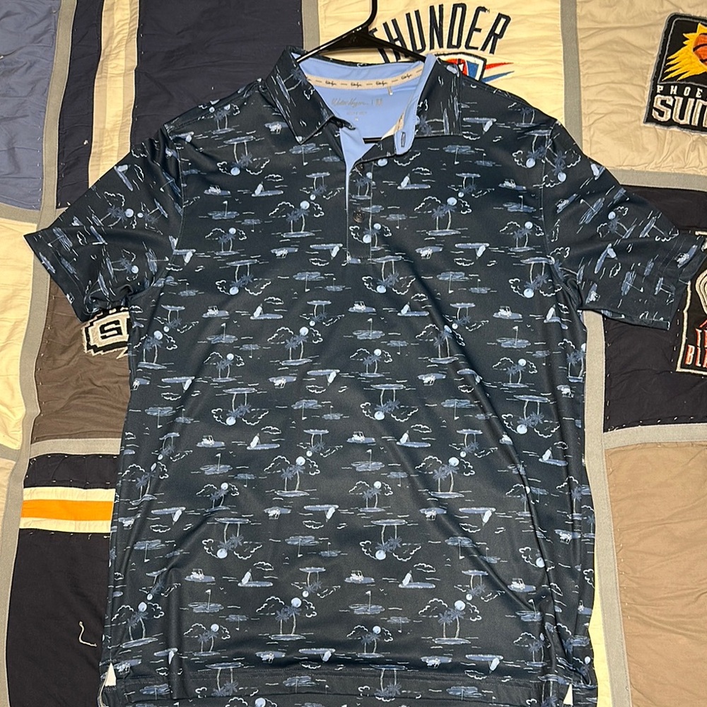 Walter Hagen Navy and Light Blue Polo Shirt